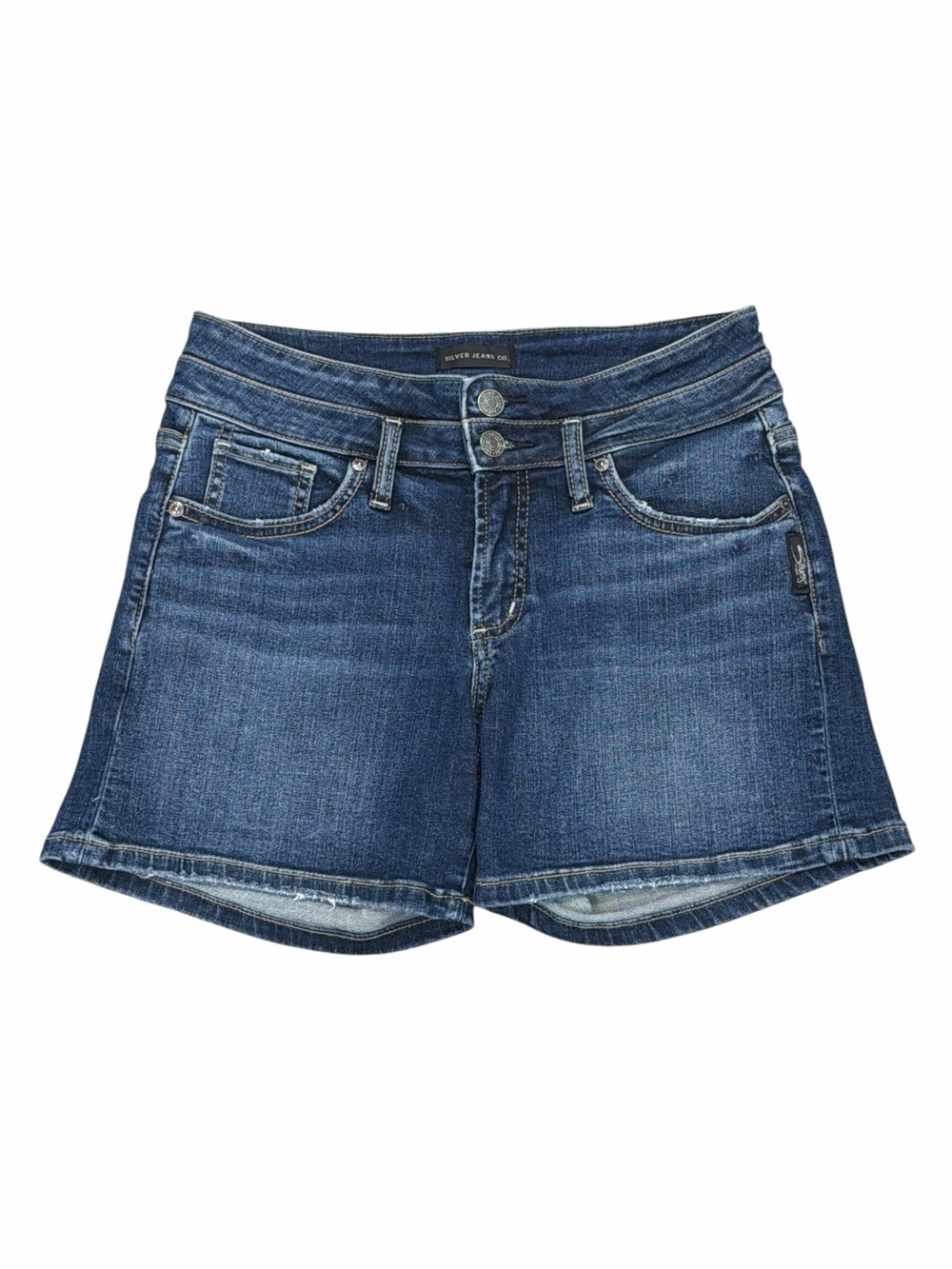 Silver Jeans Suki Classic Mid-Rise Blue Denim Shorts